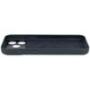 Granatowe etui skórzane z trzema otworami na aparat, przeznaczone do telefonu Apple iPhone 17 Pro, z widocznymi przyciskami bocznymi. Wnętrze etui ma delikatną teksturę.