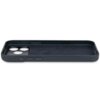 Granatowe etui skórzane z trzema otworami na aparat, przeznaczone do telefonu Apple iPhone 17 Pro Max, widoczne z boku. Wnętrze etui ma teksturowaną powierzchnię.