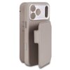Beżowe etui skórzane z funkcją odczepianego portfela, przeznaczone do Apple iPhone 17 Pro Max, z widocznymi wycięciami na aparat i przyciski. Na etui znajduje się wytłoczony napis "DECODED".
