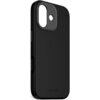 Czarne etui silikonowe z wycięciami na aparat i przyciski, z napisem "DECODED" na dole. Produkt jest przeznaczony do Apple iPhone 17 i posiada funkcję MagSafe oraz właściwości antybakteryjne.