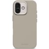 Szare etui silikonowe z napisem "DECODED" na dole, zaprojektowane dla Apple iPhone 17, z wycięciem na aparat i przyciski boczne.