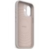 Szare etui silikonowe z napisem "DECODED" wewnątrz, posiada otwory na aparat i przyciski oraz wzór koncentrycznych okręgów. Produkt jest przeznaczony do Apple iPhone 17 i ma funkcję MagSafe.
