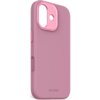 Różowe etui silikonowe z wycięciami na aparat i przyciski, z widocznym napisem "DECODED" na dole. Etui ma gładką powierzchnię i jest przeznaczone do telefonu Apple iPhone 17.