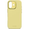 Żółte etui silikonowe z wycięciem na aparat i logo "DECODED" na dole. Etui ma gładką powierzchnię i jest przeznaczone do telefonu Apple iPhone 17.