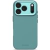 Niebieskie etui na telefon z trzema okrągłymi otworami na aparaty i jednym podłużnym na lampę błyskową, z widocznym napisem "DECODED" na dole. Produkt wykonany z silikonu, kompatybilny z MagSafe.