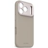 Szare etui silikonowe z wycięciami na aparat i przyciski, z widocznym napisem "DECODED" na dole. Produkt ma gładką powierzchnię i jest przeznaczony do telefonu Apple iPhone 17 Pro.