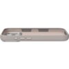 Szare etui silikonowe z funkcją MagSafe, przeznaczone do telefonu Apple iPhone 17 Pro, widoczne z boku, z wycięciami na przyciski i aparat. Wnętrze etui ma jasny, teksturowany materiał.