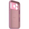 Różowe etui silikonowe z technologią MagSafe, przeznaczone do Apple iPhone 17 Pro, z widocznymi otworami na aparat i logo "DECODED" w centralnej części wnętrza. Wnętrze etui ma wzór koncentrycznych okręgów.
