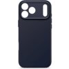 Granatowe etui silikonowe z wycięciami na aparat i przyciski, z widocznym napisem "DECODED" na dole. Produkt jest przeznaczony do telefonu Apple iPhone 17 Pro Max i posiada funkcję MagSafe oraz właściwości antybakteryjne.