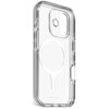Przezroczyste etui na telefon z widocznym okrągłym wzorem na środku i otworem na aparat. Na dole etui znajduje się napis "DECODED".