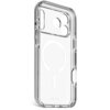 Przezroczyste etui na telefon z trzema wycięciami na aparaty oraz okrągłym wzorem MagSafe na środku. Na dole widoczny jest napis "DECODED".
