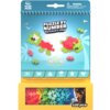 Opakowanie produktu "Klocki plastikowe PLUS-PLUS Puzzle by number Activity Pad morski 014-3991" przedstawia kolorowe klocki ułożone w kształty przypominające morskie stworzenia, z napisem "PUZZLE BY NUMBER ACTIVITY PAD" oraz oznaczeniem "5+" i ostrzeżenie