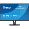 Monitor marki iiyama z widocznym modelem "ProLite XUB3297QSNP" na ekranie, o przekątnej 32 cale, rozdzielczości 2560x1440 pikseli, technologii IPS, z funkcjami USB-C, KVM switch oraz możliwością regulacji wysokości o 15 cm. Na ekranie znajdują się także informacje o mocy 95W.