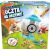 Opakowanie gry zręcznościowej "Latające wiewiórki Uczta na drzewie" przedstawia kolorową ilustrację z wiewiórkami, orzeszkami ziemnymi i niebieskim karmnikiem. Widoczny jest również napis "6+" oraz logo "Goliath".