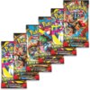Na zdjęciu widoczne są opakowania kart do gry z serii "Pokemon TCG Mega Evolution" z kolorowymi ilustracjami postaci. Na każdym opakowaniu znajduje się napis "10 Additional Game Cards" oraz logo "Pokemon Trading Card Game".