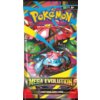 Opakowanie gry karcianej z kolorową grafiką przedstawiającą postać z serii Pokémon oraz napisami: "Pokémon", "Mega Evolution", "10 Additional Game Cards". W prawym górnym rogu widnieje oznaczenie wiekowe "6+".