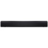 Czarny soundbar o prostokątnym kształcie z widoczną perforowaną przednią kratką. Na górnej części urządzenia znajduje się logo "SHARP".