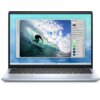 Laptop z wyświetlaczem pokazującym aplikację do edycji zdjęć, na której widać obraz surfera na fali. Po prawej stronie ekranu znajdują się narzędzia edycyjne z opcjami "Color Swap", "Adjustments" i "Layers" z różnymi kolorami.