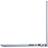 Na zdjęciu widoczny jest srebrny laptop otwarty pod kątem prostym, ukazujący boczny profil z portami, w tym gniazdo słuchawkowe, port USB i czytnik kart SD. Tło jest białe, a na laptopie nie ma widocznych napisów ani logo.