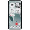 Smartfon z wyświetlaczem pokazującym różne widżety, w tym zegar z datą "Tue 11", ikonę słuchawek z poziomem naładowania 90%, oraz przycisk nagrywania oznaczony jako "REC". Tło ekranu przedstawia abstrakcyjny wzór przypominający lodowe formacje.