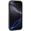 Czarne etui na telefon wykonane z syntetycznej skóry, zaprojektowane dla modelu Apple iPhone 17 Pro, z funkcją MagSafe. Etui ma gładką powierzchnię i widoczne przyciski boczne.