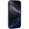 Przedstawione jest etui na telefon z ciemnym, nowoczesnym wzorem, które ma wycięcia na przyciski boczne. Na ekranie telefonu widoczny jest abstrakcyjny motyw z ciemnymi i jasnymi okręgami.