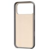 Granitowo-szare etui do telefonu z dużym wycięciem na aparat i okrągłym wzorem wewnątrz, przeznaczone dla modelu iPhone 17 Pro Max. Na krawędziach widoczne są przyciski oraz otwory na porty.