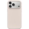 Beżowe etui na telefon z trzema otworami na obiektywy aparatu i dodatkowymi otworami na lampę błyskową oraz mikrofon. Na dole etui widoczne jest logo "beats" w jasnym kolorze.