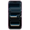 Na zdjęciu widoczny jest smartfon w różowym etui z abstrakcyjną grafiką na ekranie, przedstawiającą świetliste, faliste linie na ciemnym tle. Etui ma gładką powierzchnię i dokładnie przylega do krawędzi urządzenia.