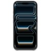 Na zdjęciu widoczny jest smartfon w granitowo-szarym etui z abstrakcyjną grafiką na ekranie, przedstawiającą świetliste, falujące linie na ciemnym tle. Etui jest opisane jako "Etui APPLE Beats MagSafe Camera Control do Apple iPhone 17 Pro Granitowo-szary"