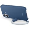 Niebieskie etui na telefon z napisem "beats" posiada dwa otwory na aparaty oraz sznurek z uchwytem. Etui jest ustawione w pozycji poziomej, ukazując porty i przyciski telefonu.
