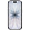 Smartfon z granitowo-szarym etui, na ekranie widoczny jest abstrakcyjny wzór przypominający symetryczne, rozmyte płatki w odcieniach szarości i błękitu.