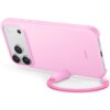 Różowe etui na telefon z napisem "beats" posiada trzy otwory na aparaty oraz dołączony sznurek. Produkt jest przeznaczony do iPhone 17 Pro Max i ma wbudowany uchwyt MagSafe.