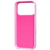 Różowe etui do telefonu z dużym wycięciem na aparat i okrągłym wzorem wewnątrz, widoczne są przyciski boczne. Produkt przeznaczony jest do modelu Apple iPhone 17 Pro.