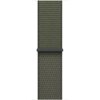 Pasek do zegarka w kolorze zieleni lasu, wykonany z plecionego materiału, z czarną klamrą. Produkt przeznaczony do Apple Watch o rozmiarach 38/40/41 mm.