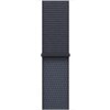 Pasek do zegarka w kolorze marynarskiego granatu, wykonany z plecionego materiału, z widoczną czarną klamrą. Produkt przeznaczony do Apple Watch o rozmiarach 38/40/41mm.