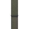 Ciemnozielony pasek do zegarka o teksturowanej powierzchni, z widoczną czarną klamrą. Produkt przeznaczony do zegarków o rozmiarach 44/45/46/49 mm.
