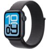 Ciemnoszary pasek do zegarka Apple Watch o rozmiarze 38/40/41 mm, z wyraźnie widoczną teksturą materiału. Na ekranie zegarka wyświetlana jest godzina 10:09 na niebiesko-czarnym tle.