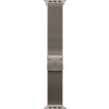 Bransoleta mediolańska do zegarka, wykonana z metalowej siatki w naturalnym kolorze, z zapięciem i mocowaniami do koperty zegarka. Produkt przeznaczony do Apple Watch o rozmiarach 44/45/46/49 mm.