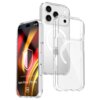 Przezroczyste etui 3MK Hardy LiqForce MagCase do Apple iPhone 17 Pro Max jest pokazane z przodu i z tyłu, z widocznym logo 3MK na ekranie telefonu. Na ekranie telefonu widnieje napis: "DEDICATED TO: Apple iPhone 17 Pro Max".