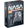 Czarny kartonowy zestaw puzzli 3D z napisem "NASA Apollo 11 (Lunar Module) Eagle" oraz grafiką przedstawiającą moduł księżycowy. Na opakowaniu widnieją informacje: "8+ AGE", "93 PIECES", "NO GLUING", "NO TOOLS", oraz ostrzeżenie o ryzyku zadławienia dla d