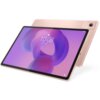 Na zdjęciu widoczny jest różowy tablet z dużym ekranem, na którym wyświetlana jest godzina 10:08 oraz data "Fri, Feb 24". W tle widać tylną część urządzenia z aparatem w rogu.