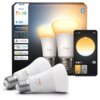 Opakowanie zawiera dwie inteligentne żarówki LED z serii Philips Hue, oznaczone jako "White ambiance 810", z obsługą Bluetooth i ZigBee, kompatybilne z systemami Alexa, Apple Home i Google Home. Na opakowaniu widoczne są logotypy "Philips hue", "E27", "ma
