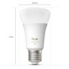 Na zdjęciu widoczna jest biała żarówka LED z napisem "hue white ambiance 810" na jej powierzchni. Obok żarówki znajdują się wymiary: 60 mm średnicy i 110 mm wysokości.