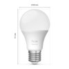 Biała żarówka LED z gwintem E27, oznaczona jako "hue Essential", ma wymiary 111 mm wysokości i 60 mm średnicy. Na zdjęciu widoczne są linie pomiarowe wskazujące te wymiary.