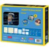 Opakowanie produktu "Puzzle 3D CUBIC FUN National Geographic Robotyczna Ręka 306-DS1133H" przedstawia schemat budowy ręki z oznaczeniami części, a także instrukcje "Jak się bawić?" z trzema etapami: "Buduj", "Ucz się" i "Odkrywaj". Na dole znajdują się il
