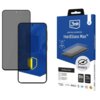 Na zdjęciu widoczne jest szkło ochronne na telefon oraz jego opakowanie z napisem "3mk premium protection HardGlass Max™ Privacy". Opakowanie zawiera dodatkowe informacje, takie jak "9H hardness" i "Full screen protection", a także ikony certyfikatów i nagród.