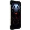 Smartfon z wyświetlaczem o dynamicznym, futurystycznym wzorze w ciemnych odcieniach z czerwonymi akcentami. Na boku urządzenia widoczny jest napis "TF/SIM CARD".