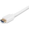 Biały kabel HDMI z widoczną końcówką o złotym złączu. Kabel jest prosty, bez dodatkowych oznaczeń czy tekstu.