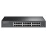 Czarny switch sieciowy MERCUSYS MS120GP z 24 portami Ethernet, z widocznym logo "MERCUSYS" oraz oznaczeniami portów od 1 do 24 na przednim panelu. Na panelu znajdują się także diody sygnalizacyjne oraz napisy "Power" i "PoE Max".